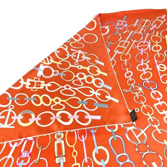 HERMES Carre90 Carre 90 DO RE BOUCLES Scarf silk Orange Unused - Picture 12 of 12